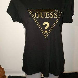 Guess t shirt black gold Clearance